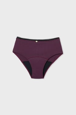 Flujo medio - Braguita menstrual de cintura alta Pointelle;${refinementColor}