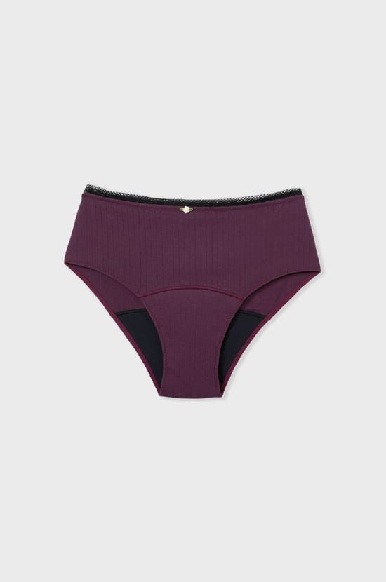 Flux moyen - Culotte de règles taille haute pointelle;${refinementColor}