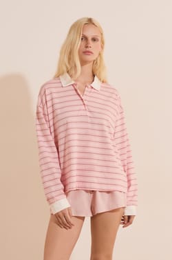 Katoenen T-shirt met strepen;${refinementColor}