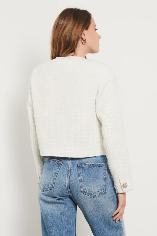 Tweed-style short buttoned jacket;${refinementColor}