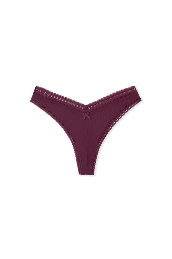 Tanga V-shape microfibre d&eacute;tails dentelle;${refinementColor}