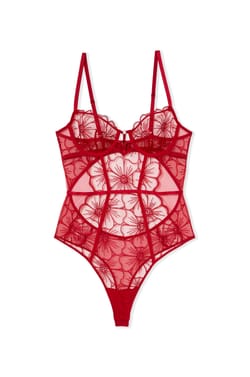 Floral Embroidered Bodysuit;${refinementColor}