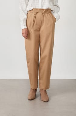 Tie-waist Cotton Trousers;${refinementColor}