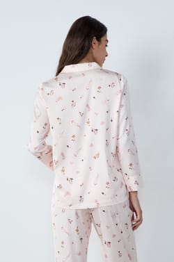 Patterned Satin Pajama Shirt;${refinementColor}
