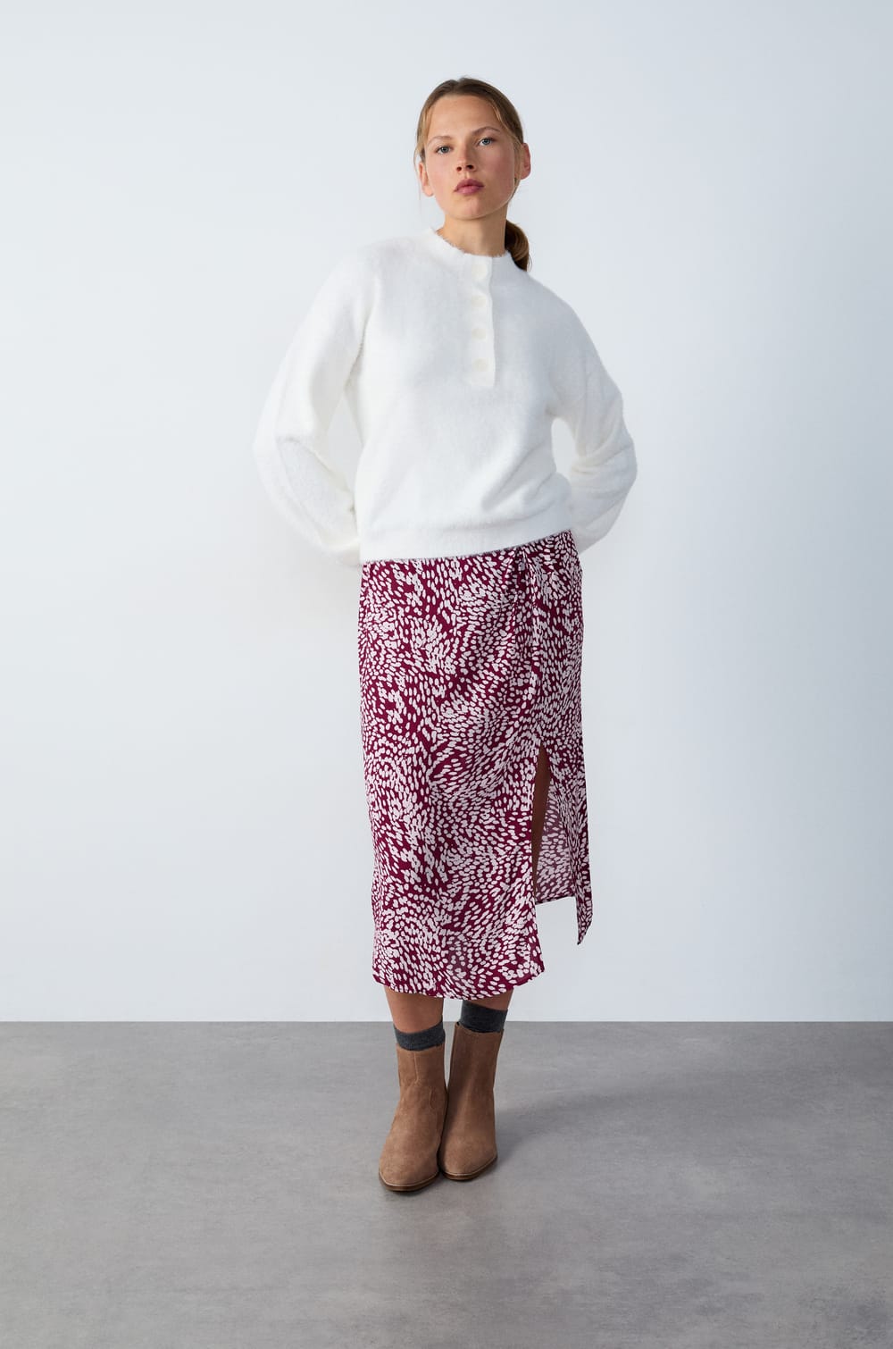 Fleece-Pullover mit Knopfleiste;${refinementColor}