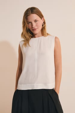 Sleeveless Top with Linen;${refinementColor}