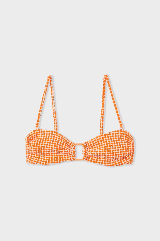 Printed bandeau bikini top;${refinementColor}