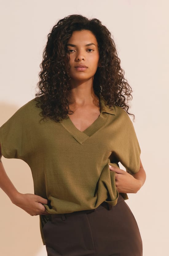 Pull manches courtes col polo;${refinementColor}