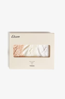 Pack of 3 Cotton and Lace Thongs;${refinementColor}