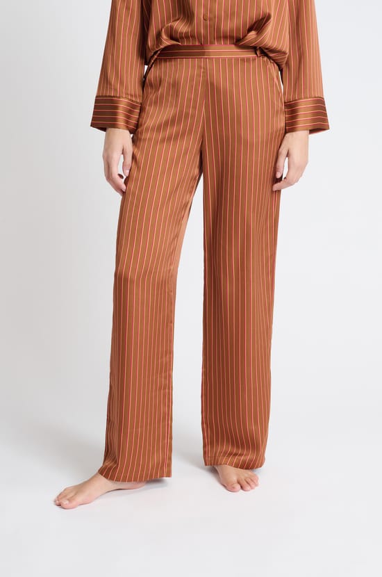 Pantalon de pyjama satiné à rayures;${refinementColor}