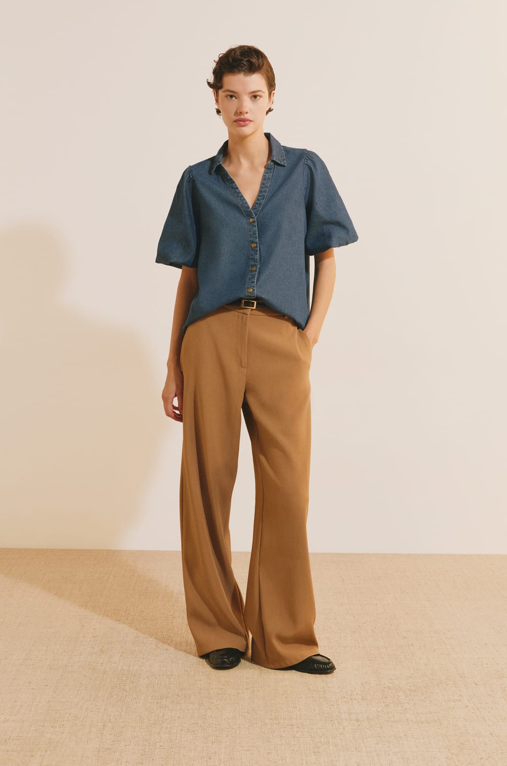 Chemise &agrave; manches courtes en coton;${refinementColor}