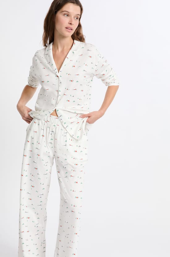 Pantalon de pyjama à motifs en coton;${refinementColor}