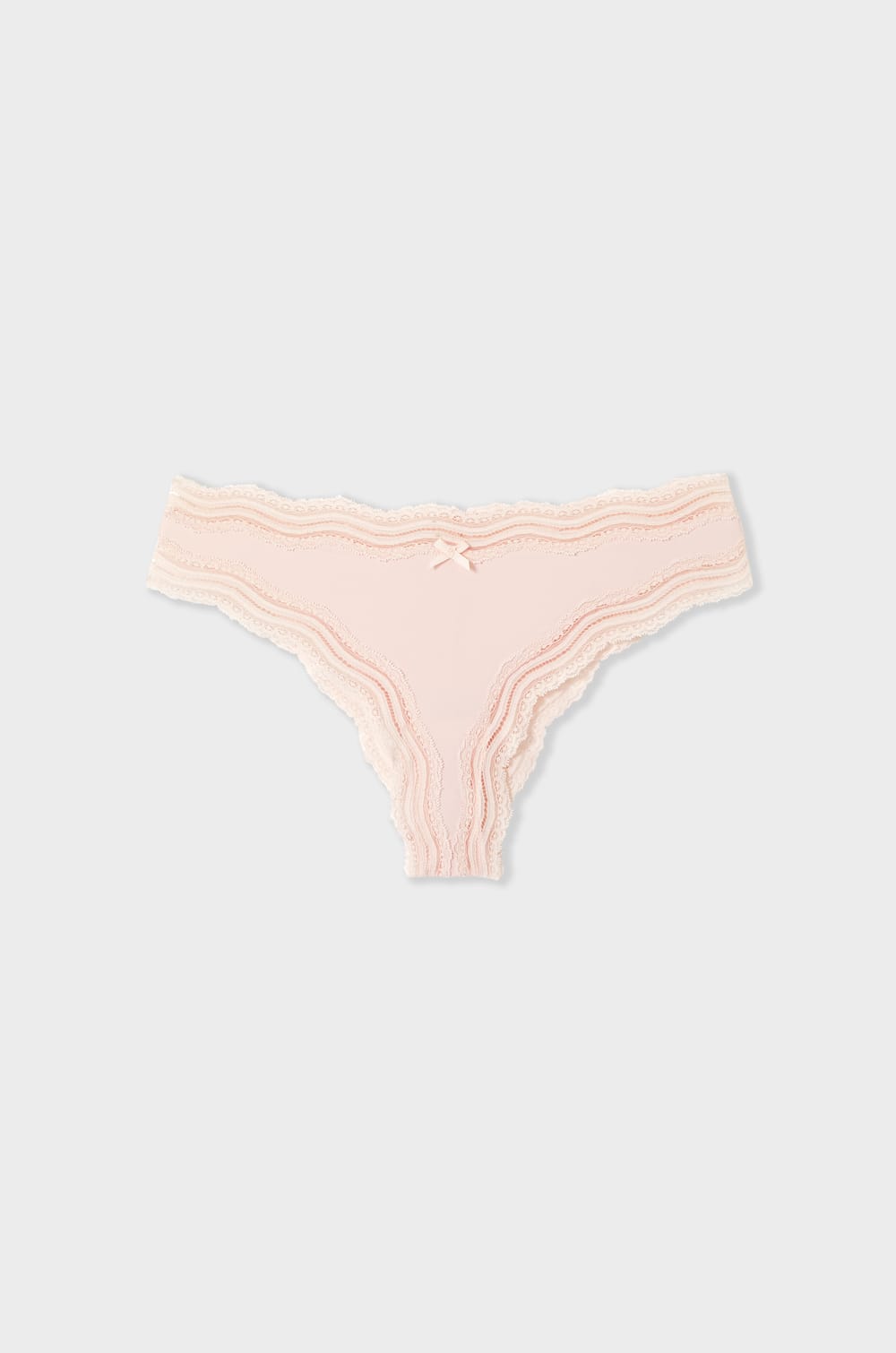 Stringi z mikrofibry z koronkowym wykończeniem;${refinementColor}