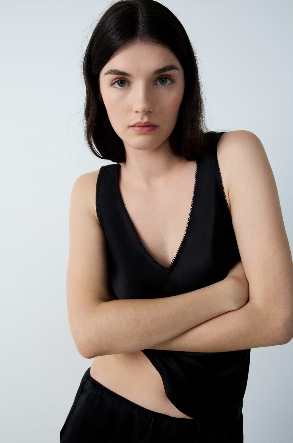 Pyjama Tank Top with Lace Back;${refinementColor}