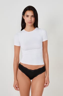 3-Pack of Cotton and Lace Briefs;${refinementColor}