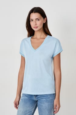Short-sleeved V-neck T-shirt;${refinementColor}