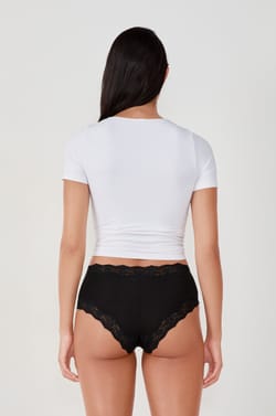 Set de 3 Braguitas culotte de algodón y encaje;${refinementColor}