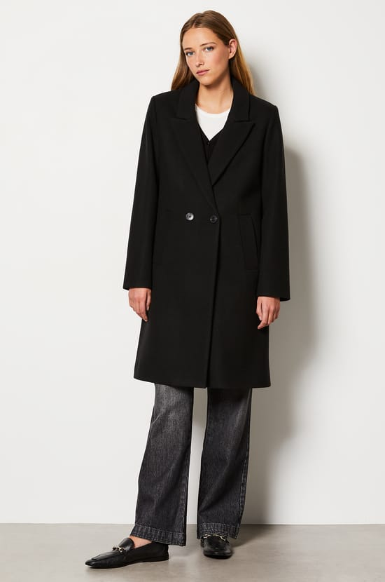 Manteau long boutonné avec laine;${refinementColor}