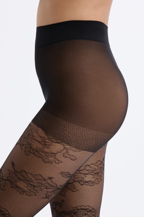 Collant transparent &agrave; fleurs - 15D;${refinementColor}