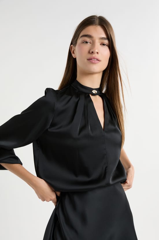 Blouse avec col bijou;${refinementColor}