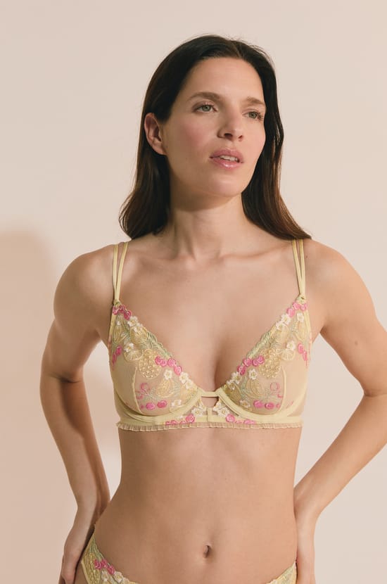 Soutien-gorge classique avec motifs fruits brod&eacute;s;${refinementColor}