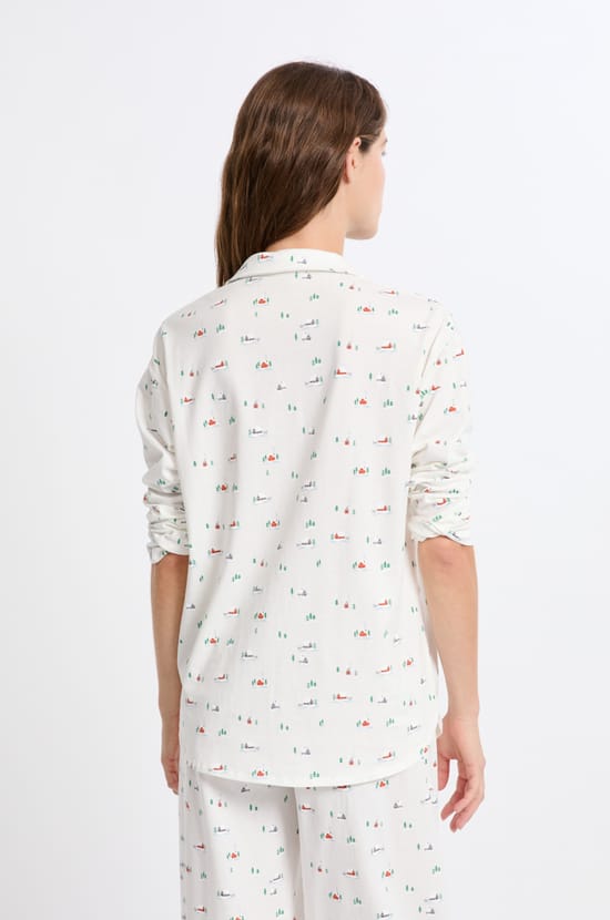 Chemise de pyjama à motifs en coton;${refinementColor}