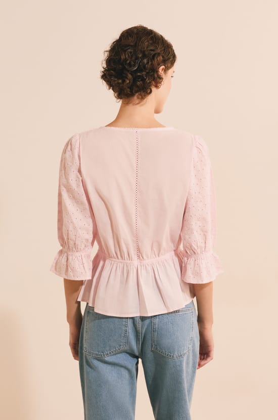 Blouse avec broderie en coton;${refinementColor}