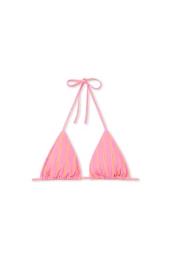 Triangle Bikini Top with Stripes;${refinementColor}