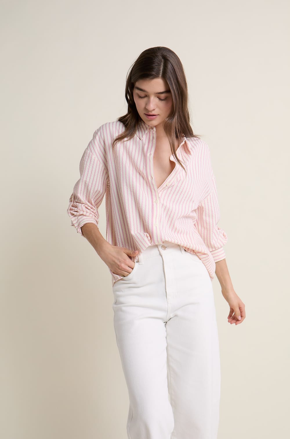 Chemise &agrave; rayures;${refinementColor}