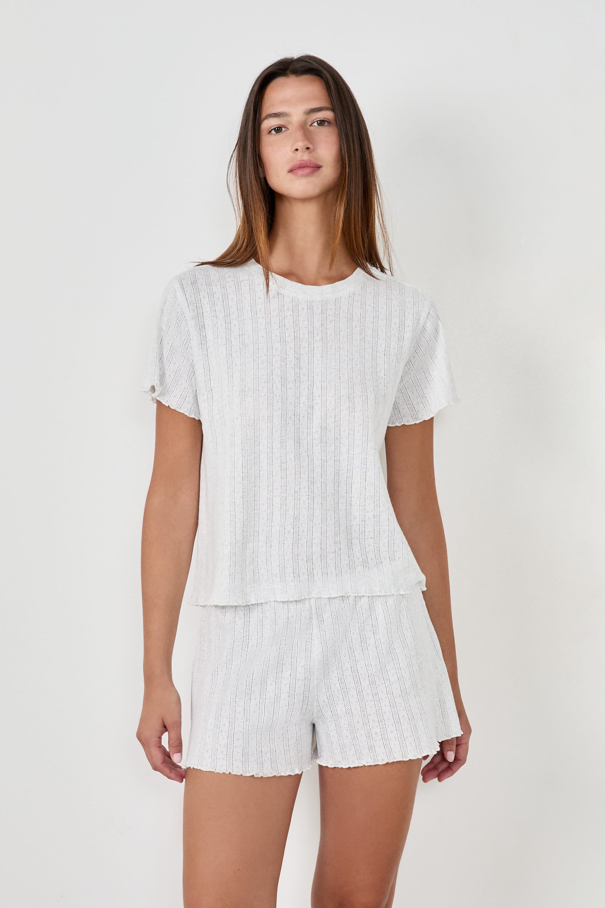 Pointelle T-shirt - SERENY - GRIS - ETAM