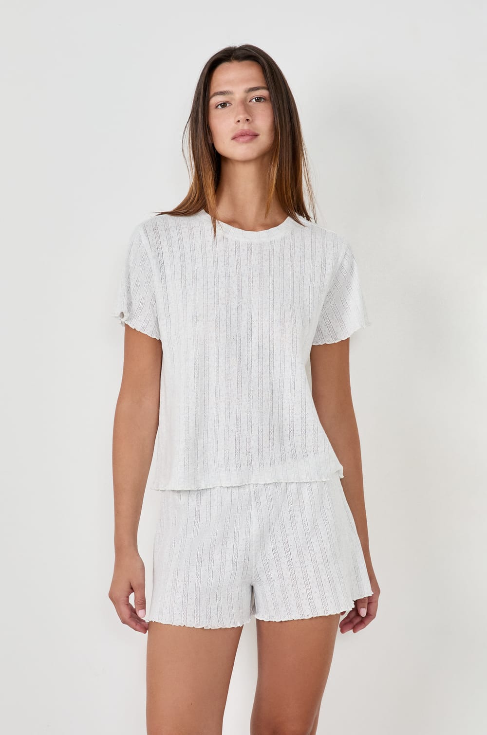 T-shirt en pointelle;${refinementColor}