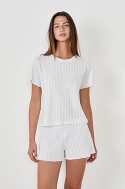 T-shirt en pointelle;${refinementColor}