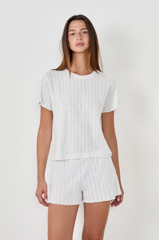 T-shirt en pointelle;${refinementColor}