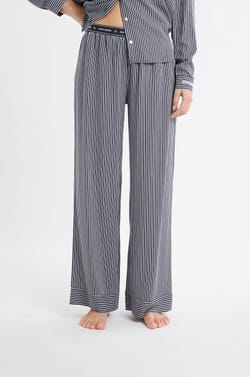 Pantalon de pyjama à rayures et taille élastique;${refinementColor}