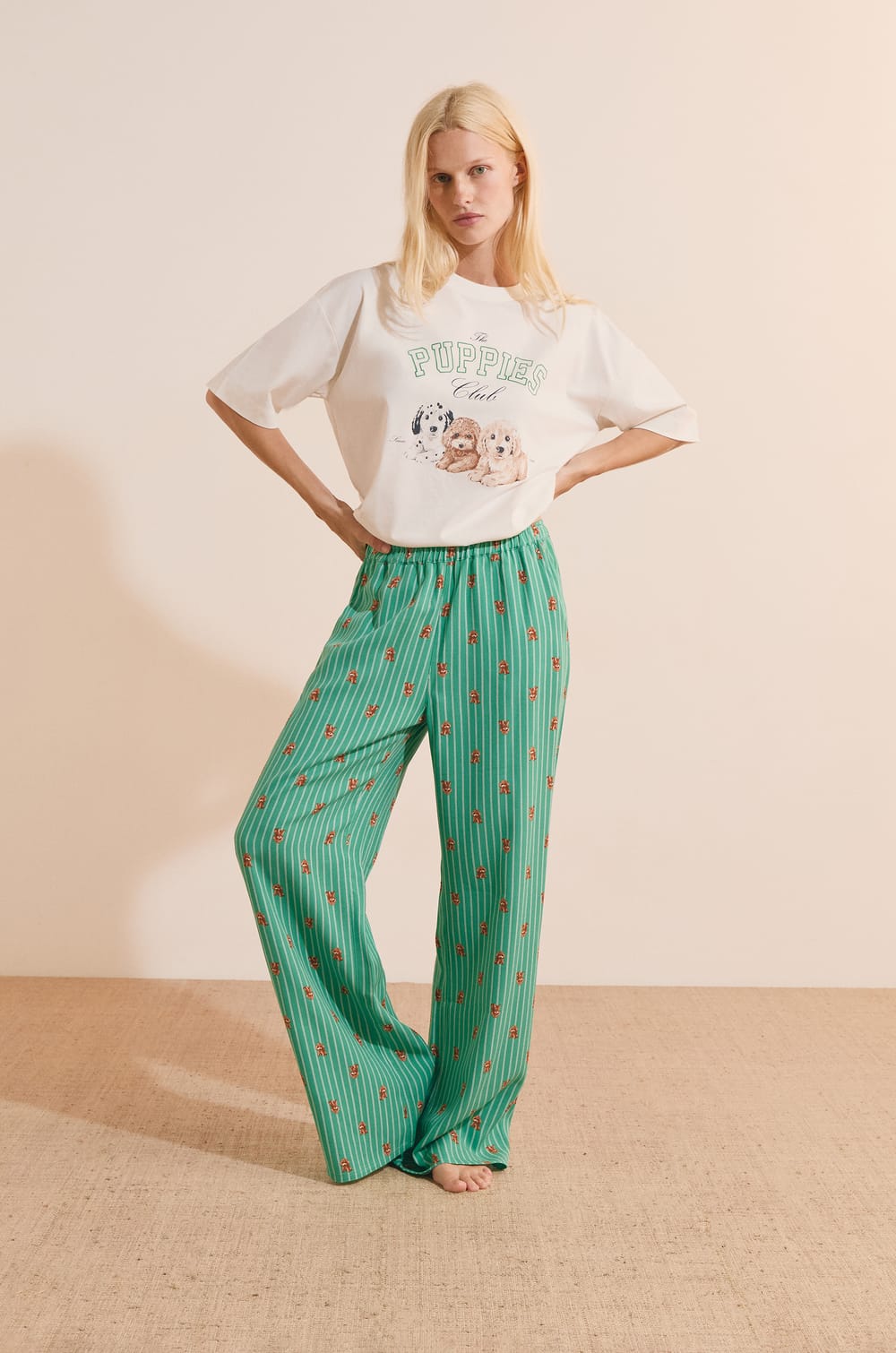 Pantalon de pyjama &agrave; motifs chiens;${refinementColor}