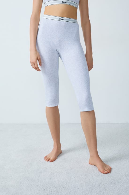 Ribbed cotton cycling shorts;${refinementColor}