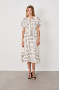 Robe manches courtes imprimée;${refinementColor}