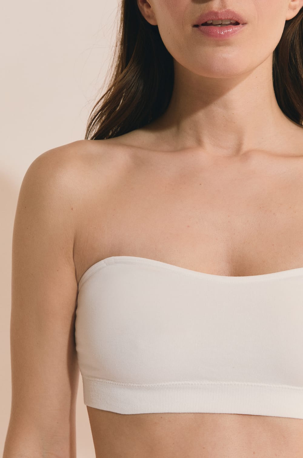 Soutien-gorge bandeau avec bretelles amovibles en coton;${refinementColor}