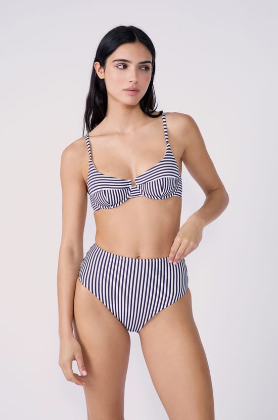 Gestreifter High-Waist Bikini-Slip;${refinementColor}