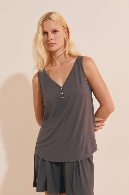Camiseta de pijama sin mangas de modal;${refinementColor}