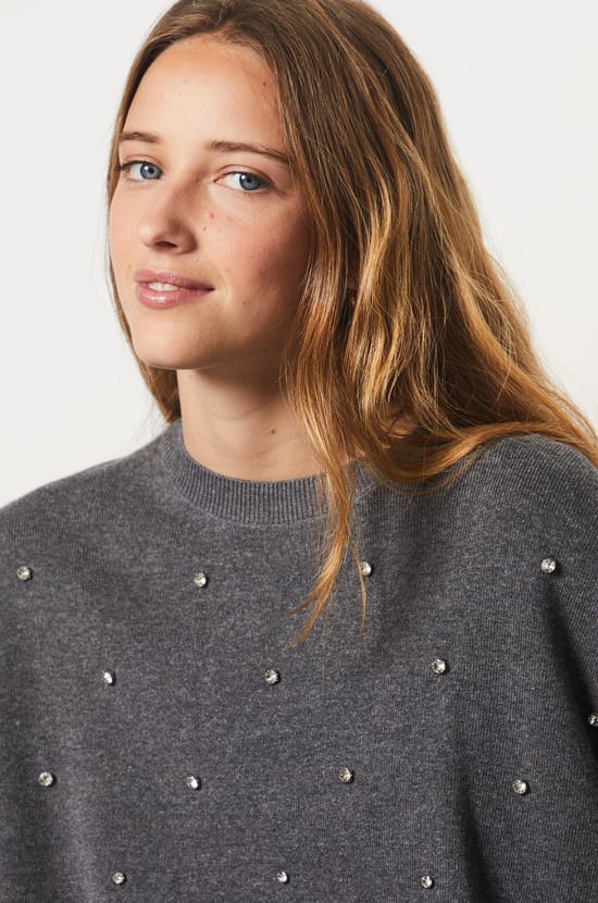 Sweater with Rhinestones;${refinementColor}