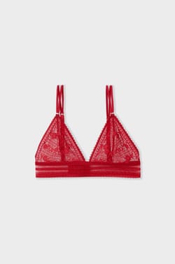 Bra triangular sin aros de encaje;${refinementColor}