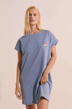 Chemise de nuit en coton avec motif;${refinementColor}