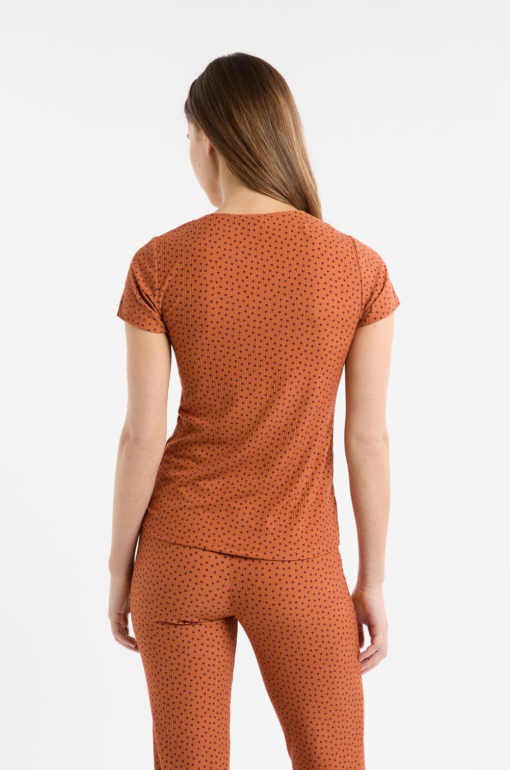 Heart Print Pyjama T-shirt;${refinementColor}