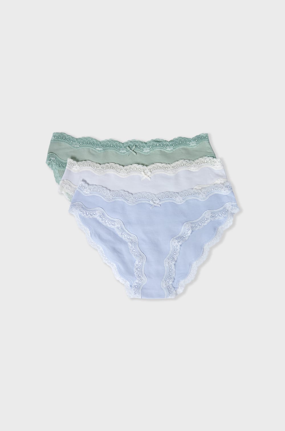 3-Pack of Cotton and Lace Briefs;${refinementColor}
