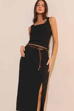 Jupe midi &agrave; fente;${refinementColor}