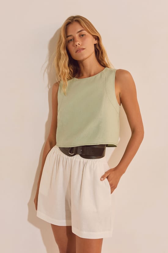 Top sans manches avec lin;${refinementColor}