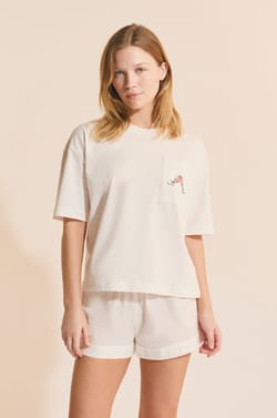 T-shirt de pyjama en coton avec imprim&eacute;;${refinementColor}