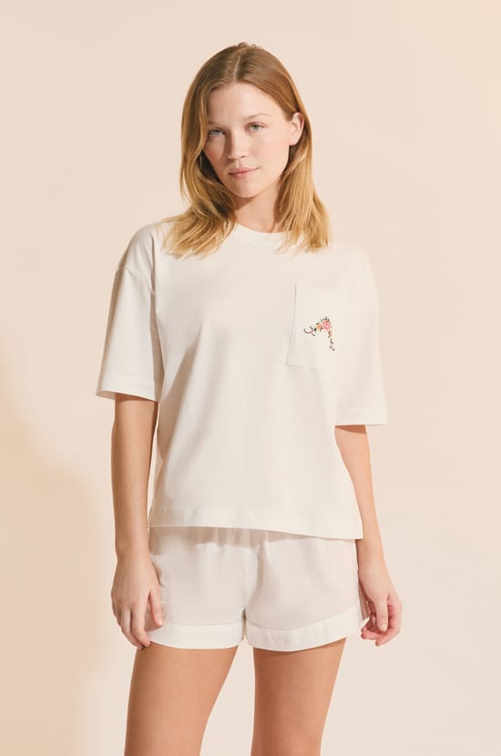 T-shirt de pyjama en coton avec imprim&eacute;;${refinementColor}