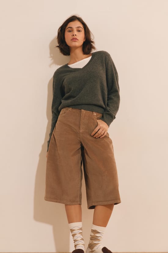Jupe-culottes en velours c&ocirc;tel&eacute;;${refinementColor}